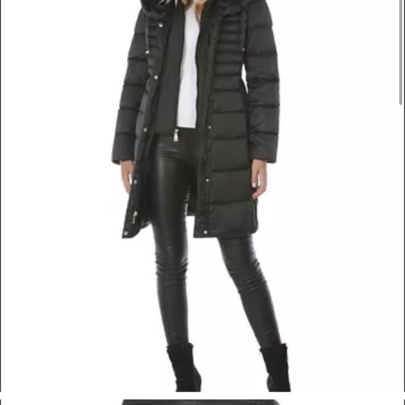 Tahari Black Mia Fitted Puffer Coat 02. - Picture 12 of 16